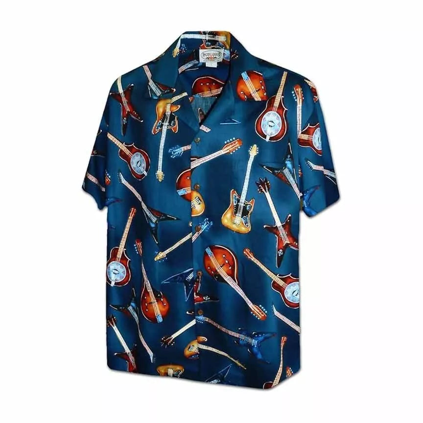 Pacific Legend Guitars Rock Men's Cotton Hawaiian Shirt, Style#410-3900