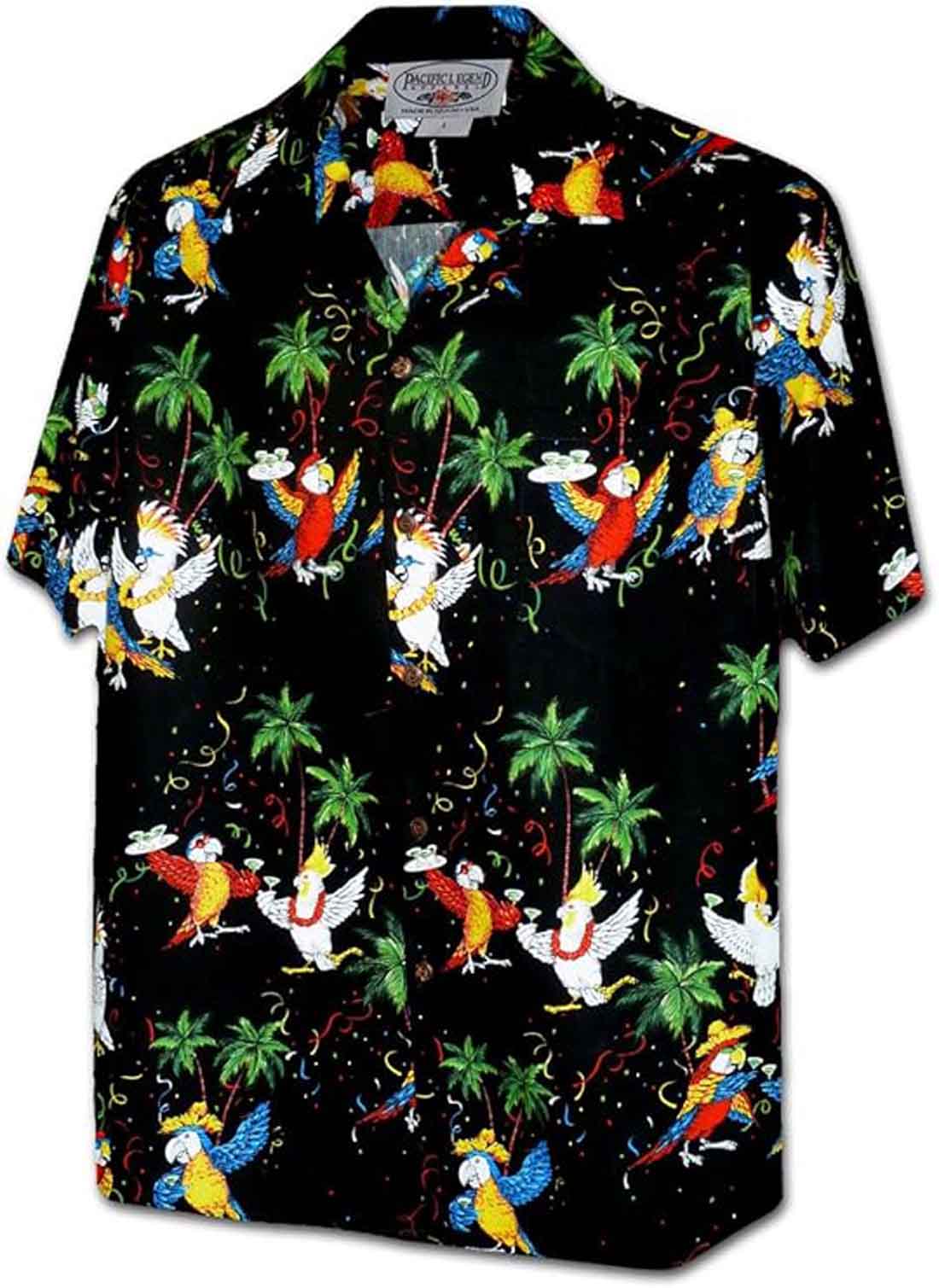 Pacific Legend Men's Party Parrot Hawaiian Shirt, Style#410-3952