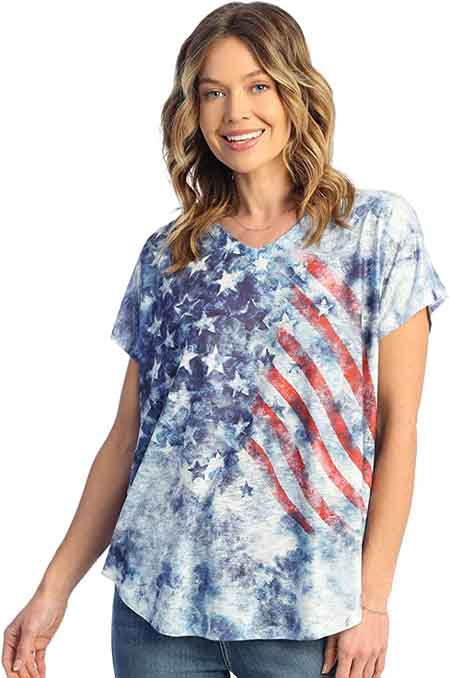 D Jess & Jane Pop Art Dolman Cap Sleeve Top, American Vintage- Style#60-1713