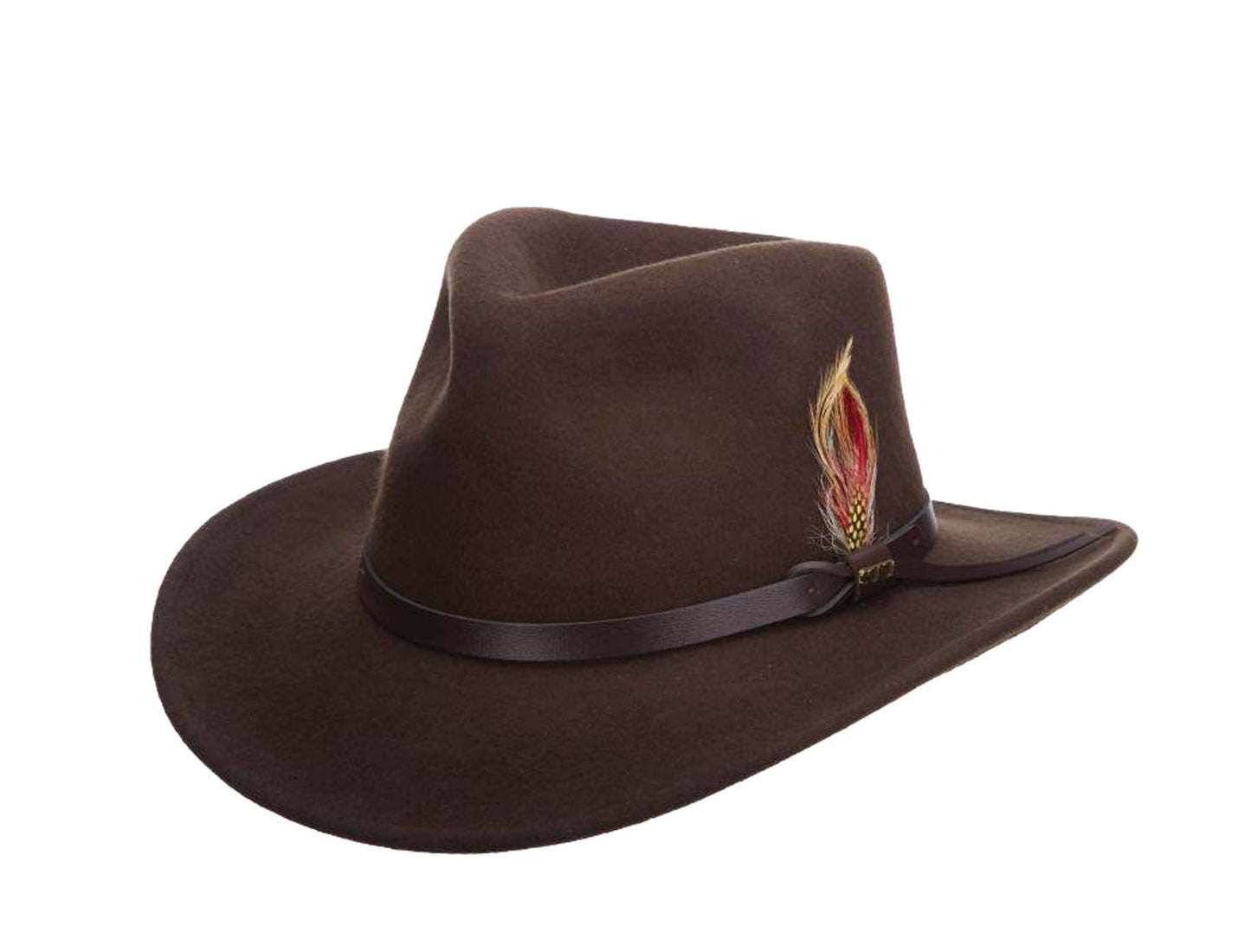 B Scala "DAKOTA" Crushable & Water Repellant Wool Outback Hat, #DF6