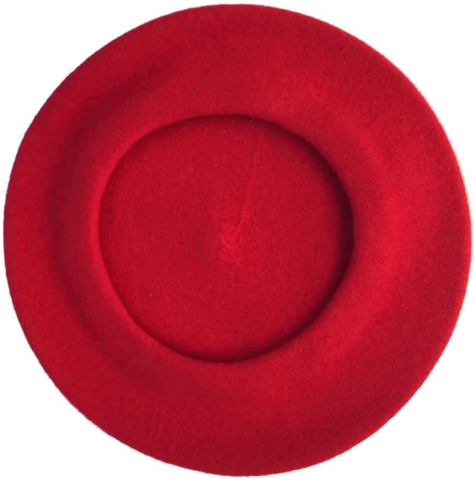 *Red Wool French Beret, NEW! "The kind you wear on Christmas Day", Made in Europe
