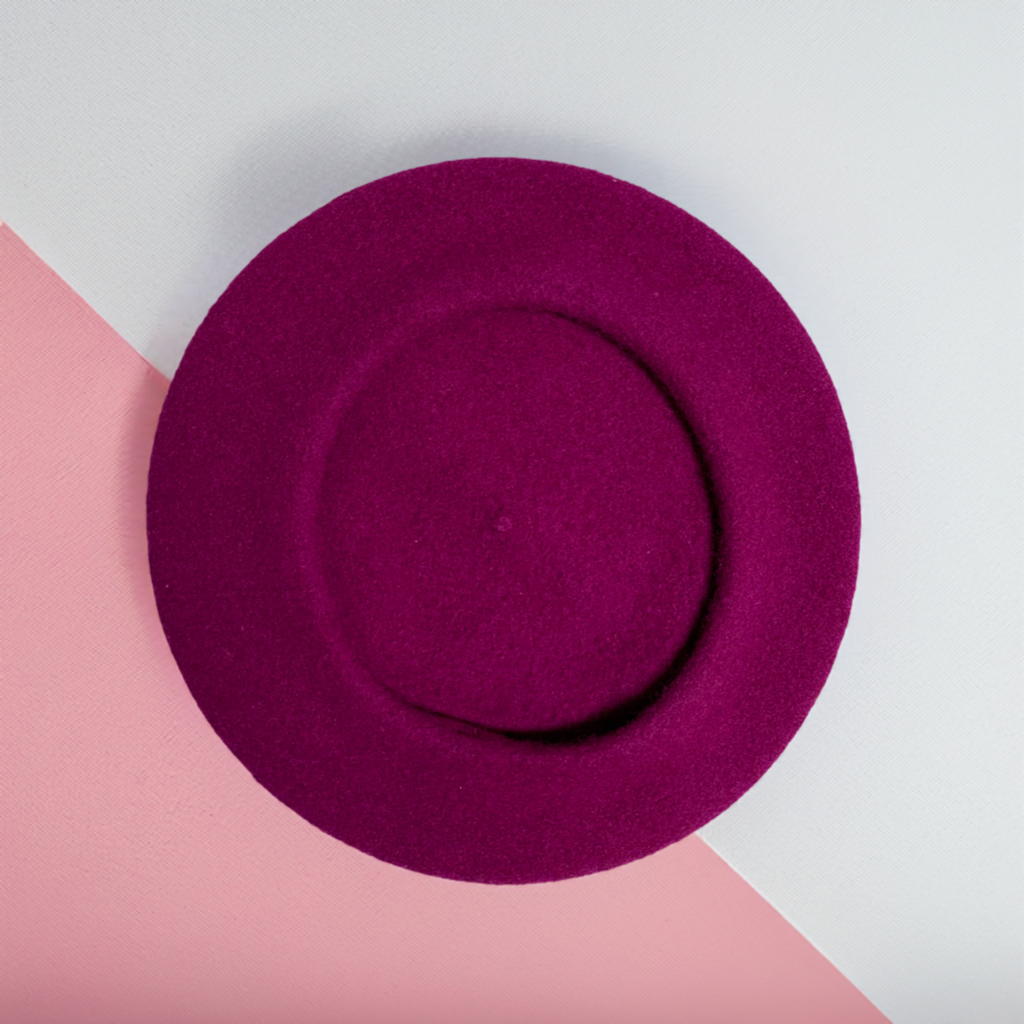 *Raspberry Wool French Beret, NEW! "The kind you find in a Secondhand Store" Made In Europe