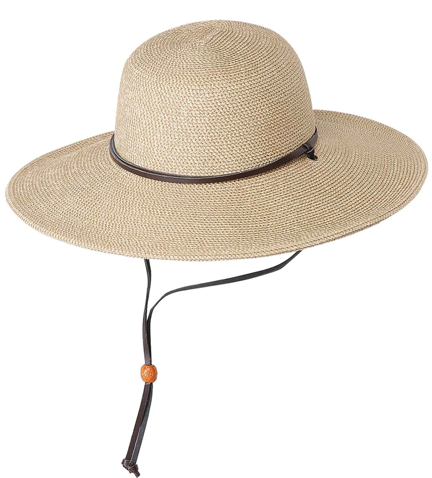 C- Jeanne Simmons- Soft Paper Braid Straw Round Crown Hat w/ 4" Brim & Chin Cord, Style# 8500