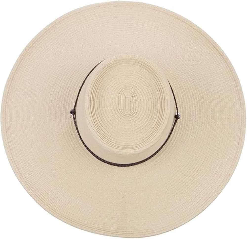 C- Jeanne Simmons Paper Braid Straw Gambler Crown Sun Hat, Leatherette Braided Chin Cord, 4" brim, Style# 8607
