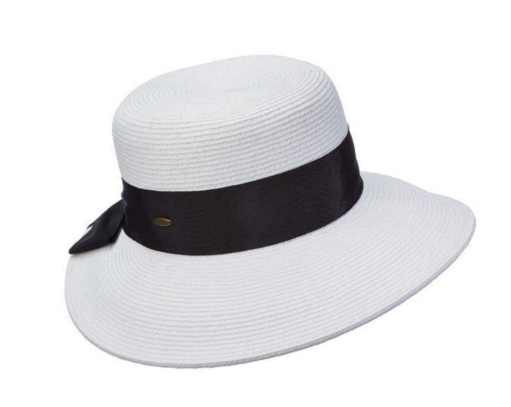 Scala Womens "Riviera" Paper Braid Round Crown Sunhat with 3-3/4" Dimentional" Brim, Style# LP149