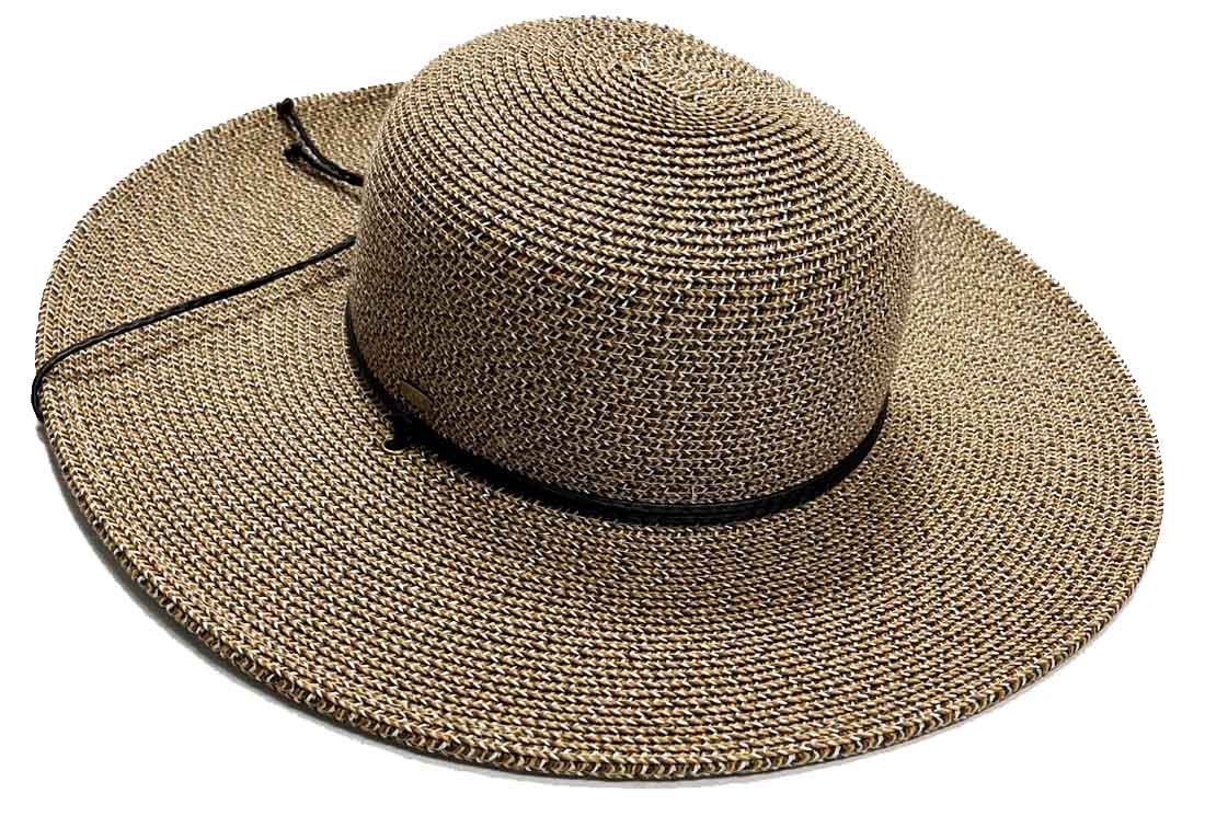 C- Scala Womens "Cleo" Paper Braid Round Crown Sunhat with 4" Brim & Chin Cord, Style# LP46