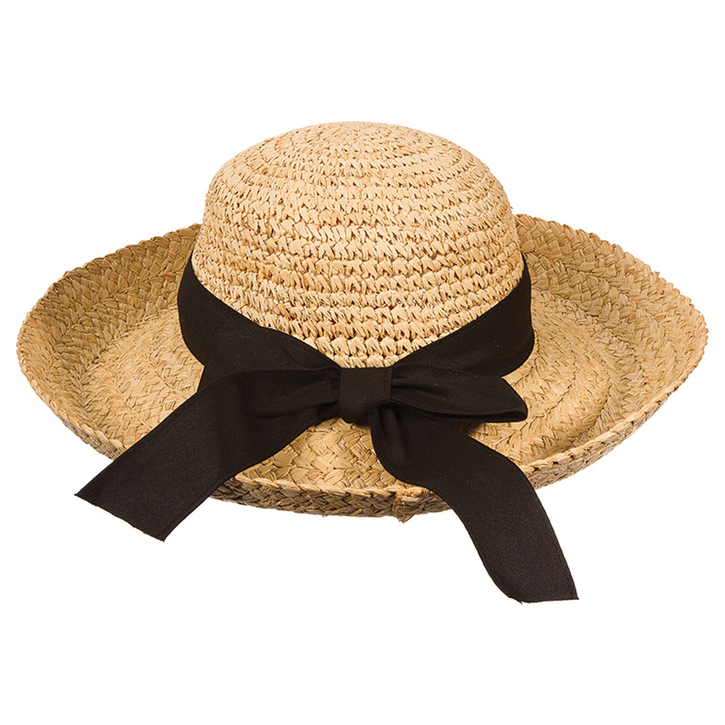 C- Scala Womens "ROCKPORT" Hand Crocheted Raffia Sunhat with 4" Brim, Style# LR651
