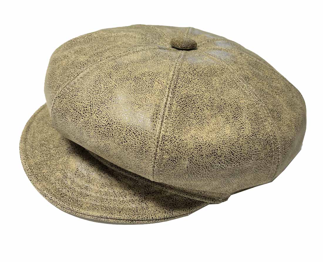 A--New York Hat Co. Antique Leather Spitfire Cap, Style# 9245
