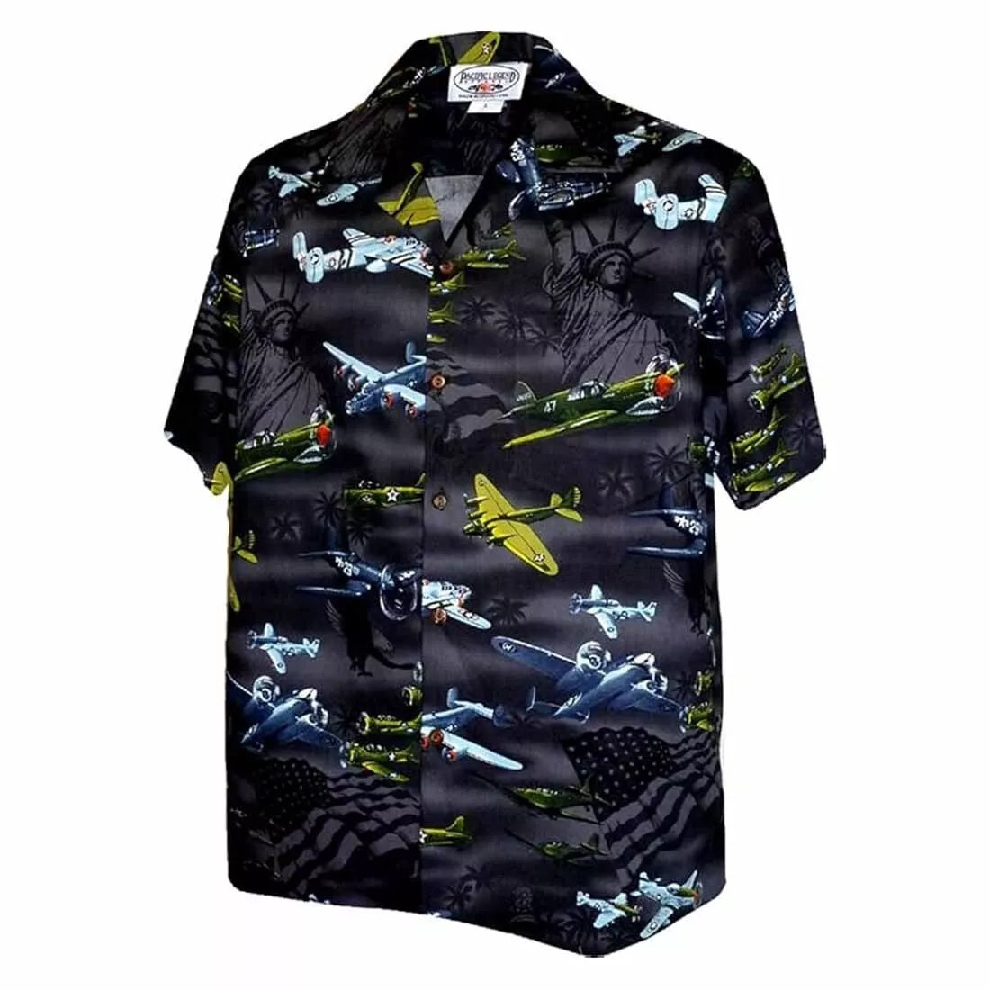Pacific Legend Men's USA Fighter Planes Cotton Hawaiian Shirt, Style#410-3820