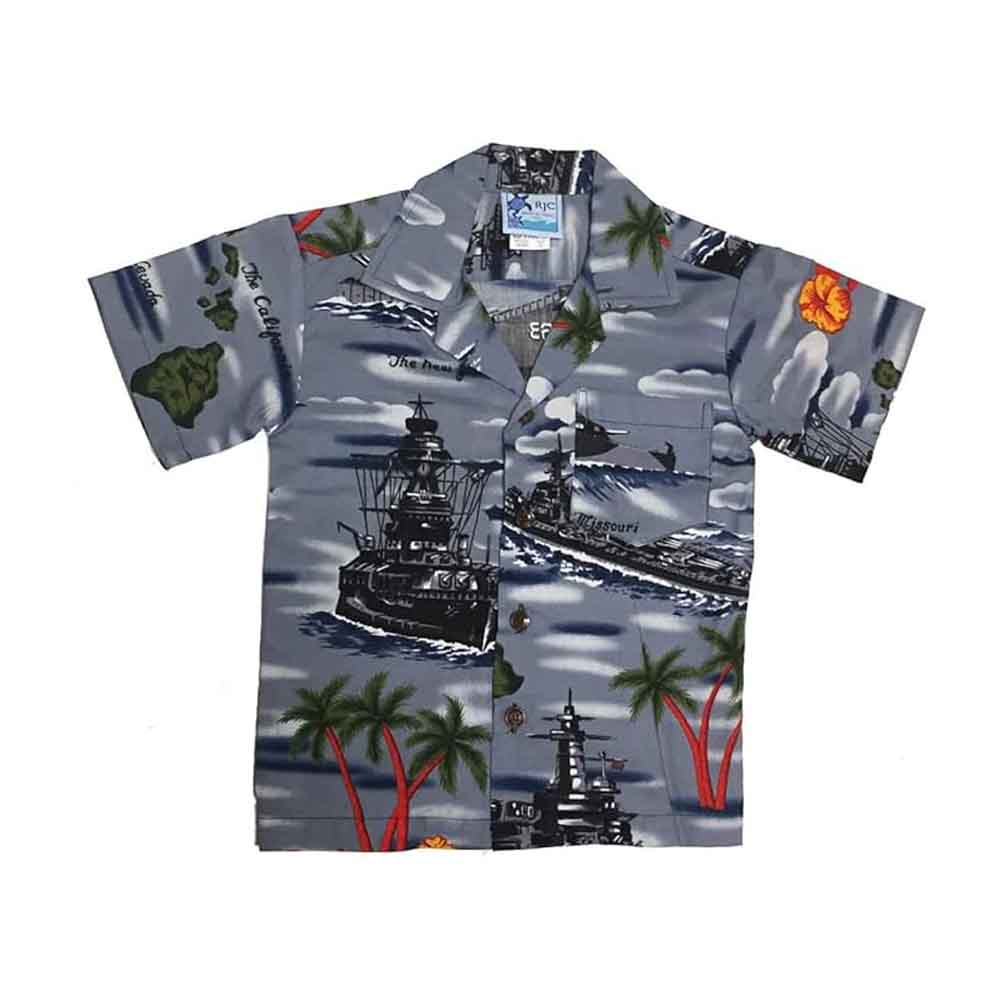 KALAHEO/RJC Youth Battleships Hawaiian Shirt, Style# CRK577Y