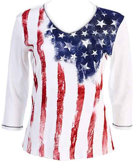 Jess & Jane Old Glory USA Flag Cotton Top