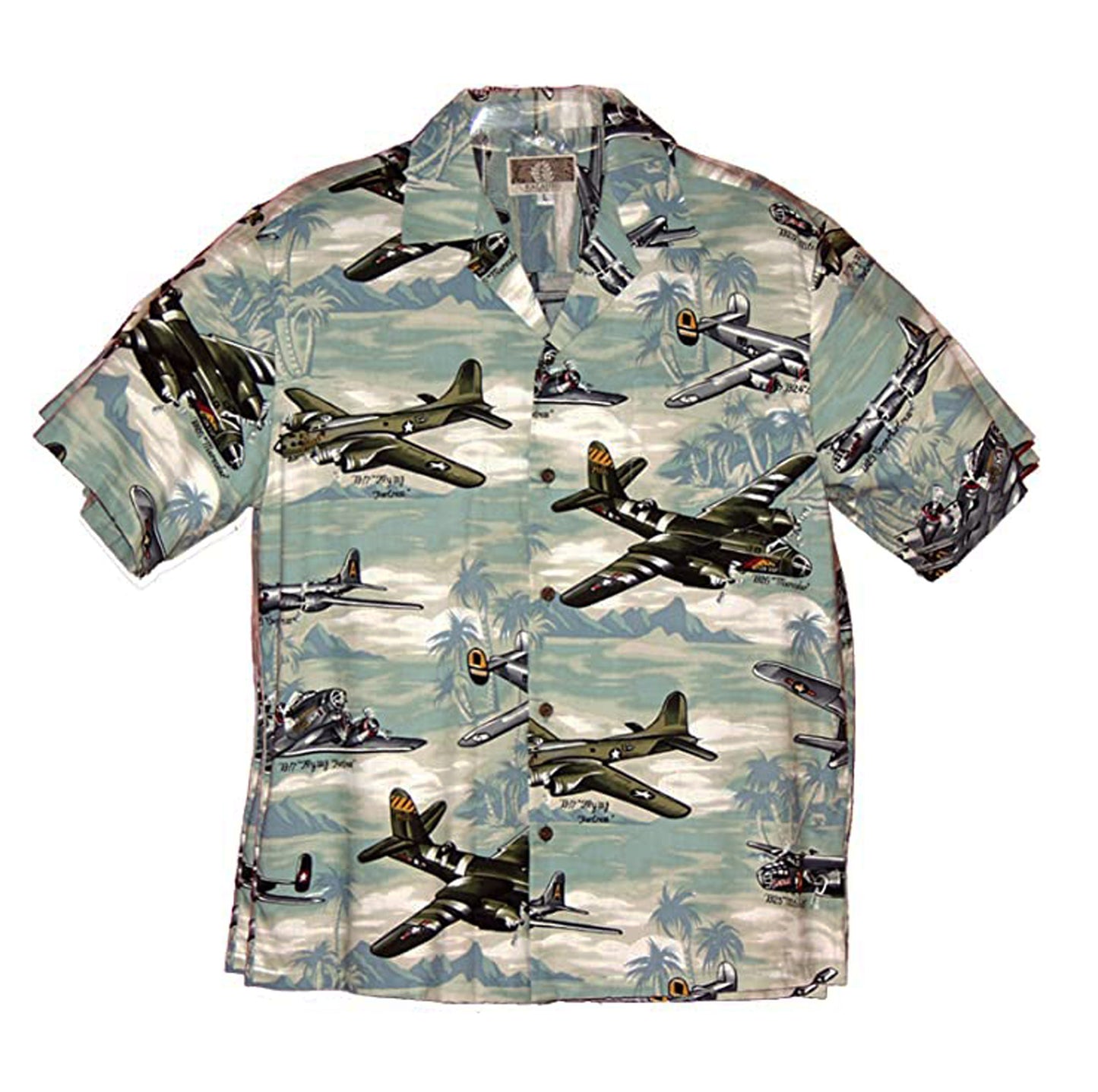 KALAHEO Men's Fighter Bomber Airplanes II Hawaiian Shirt, Style#445R