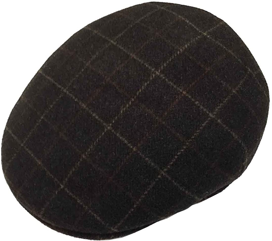 Italian cuffley windowpane wool ascot cap
