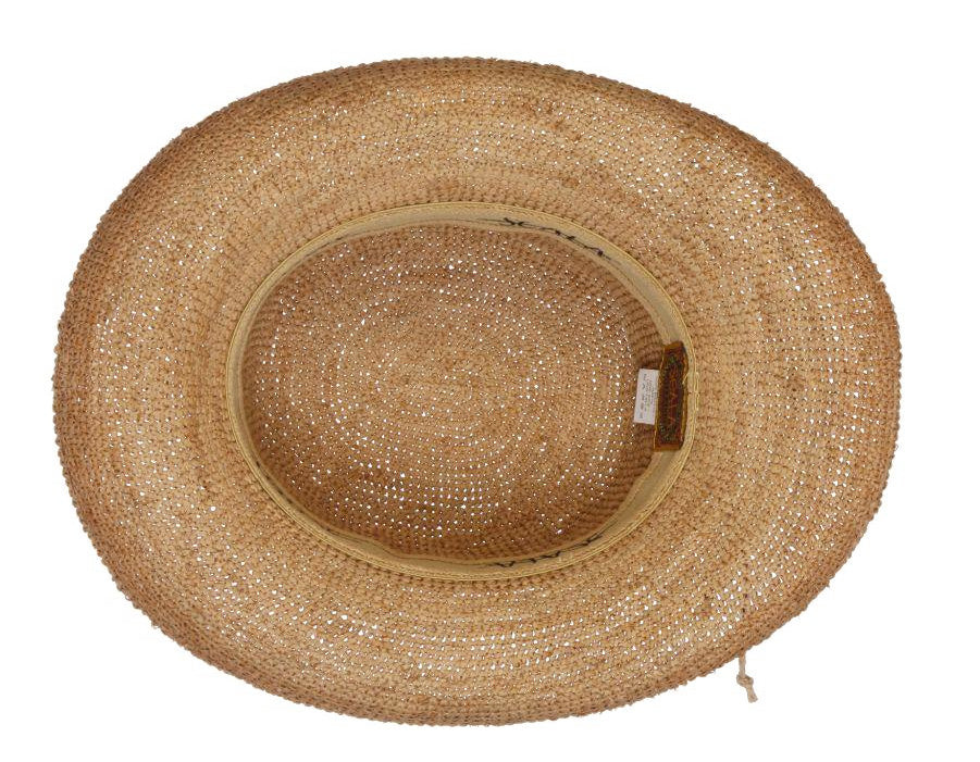 Scala Womens "Destin" Hand Crocheted Raffia Upturn Sunhat with 3-1/2" Brim, Style# L551OS