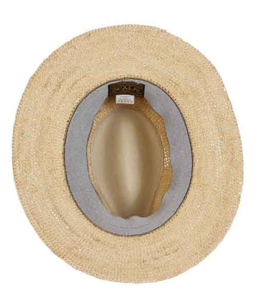 Scala Men's Fine Crochet Raffia Safari Hat with Leather Band, Style# MR42