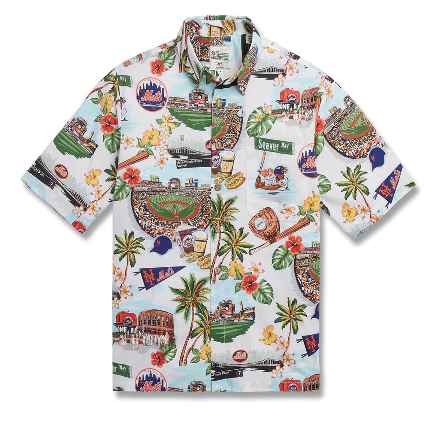 Reyn Spooner Men's New York Met's MLB Classic Fit Scenic Hawaiian, Style# 5532