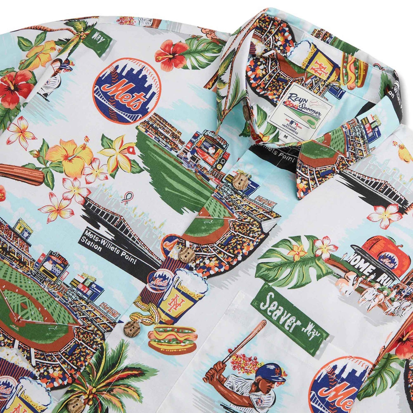 Reyn Spooner Men's New York Met's MLB Classic Fit Scenic Hawaiian, Style# 5532