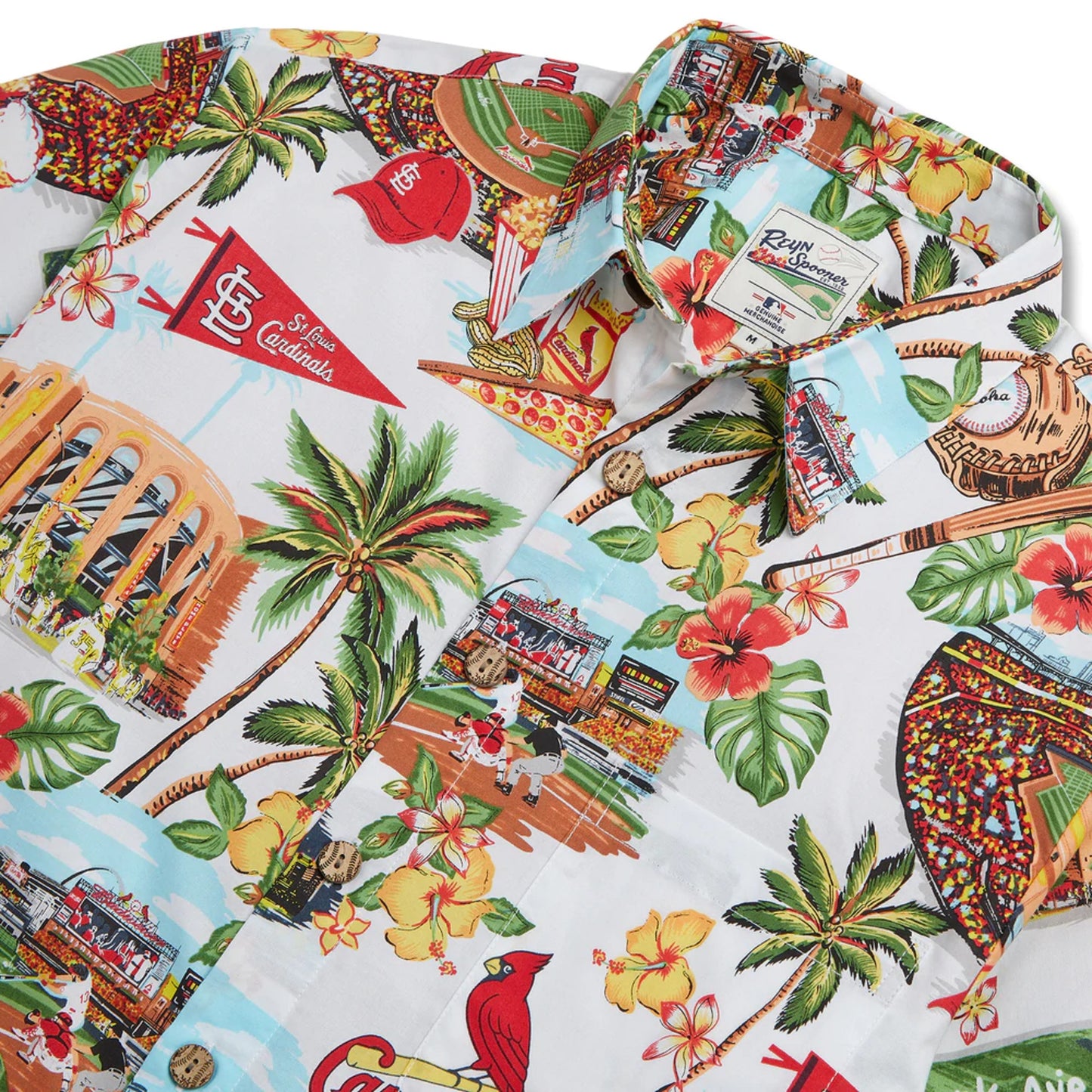 Reyn Spooner Men's St Louis Cardinal's MLB Classic Fit Scenic Hawaiian Shirt, Style# 5537