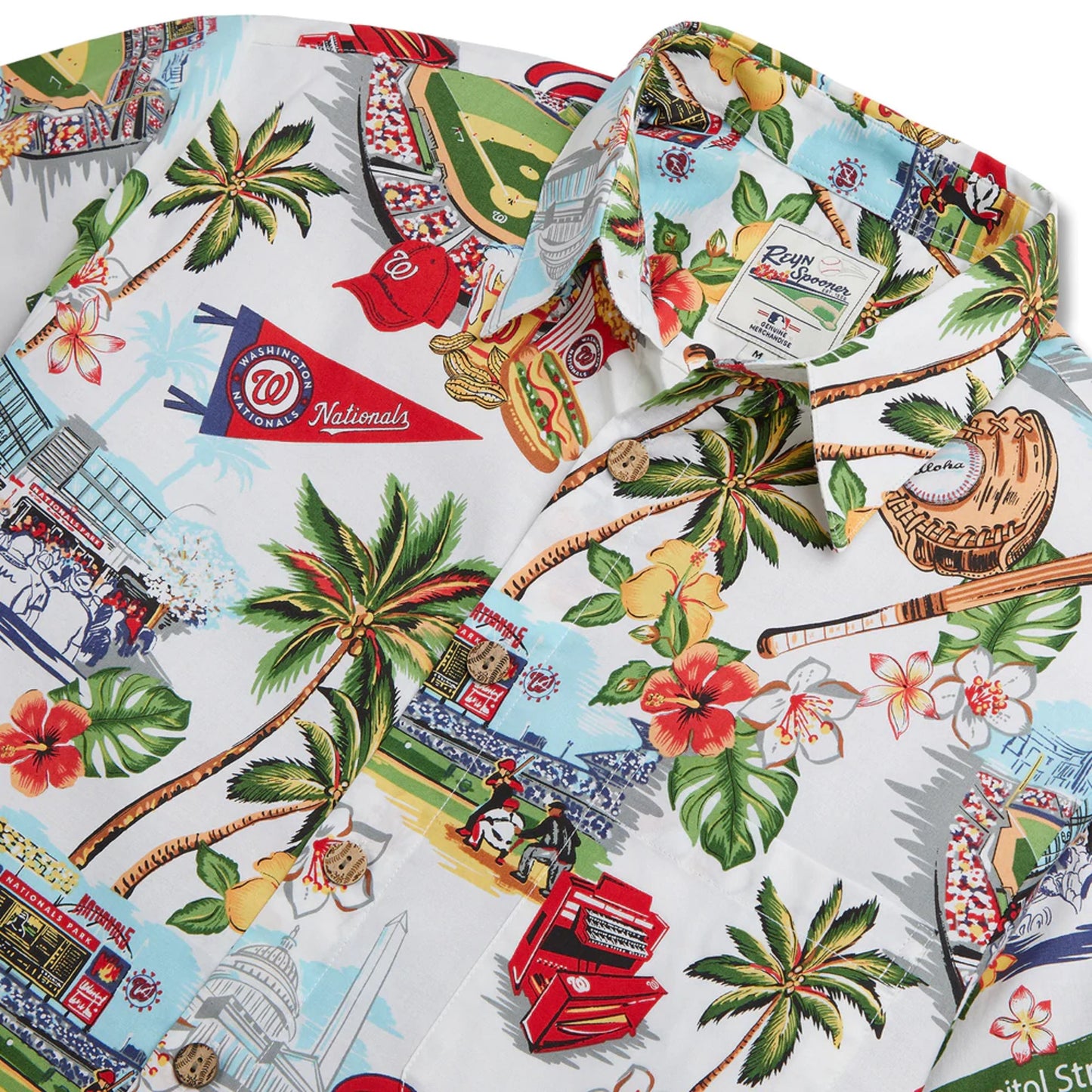 Reyn Spooner Men's Washington Nationals MLB Classic Fit Scenic Hawaiian Shirt, Style# 5540