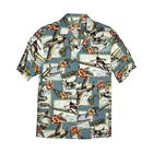 KALAHEO Men's Hibiscus Airplane Aloha Shirt, Style#074