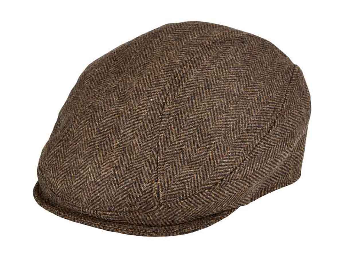 A--New York Hat Co. Vintage Wool Herringbone 1900 Drivers Cap, Style#9333