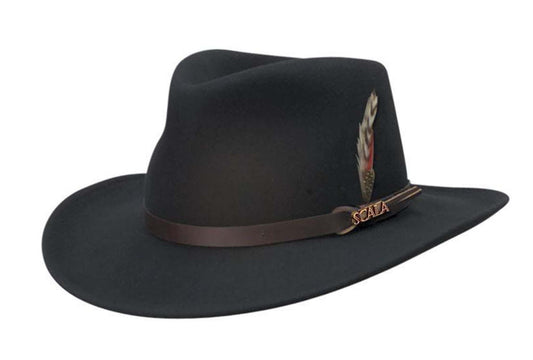 Scala Men's "DAKOTA" Crushable & Water Repellant Wool Outback Hat, #DF6