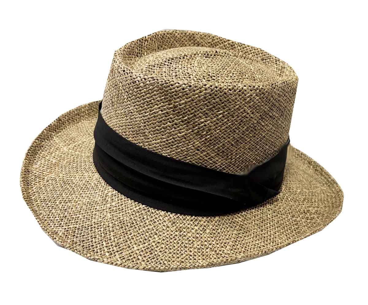 B Scala "FARREN" Fine Seagrass Gambler Golf Hat with 3 1/4" Brim, Style#SCA11890