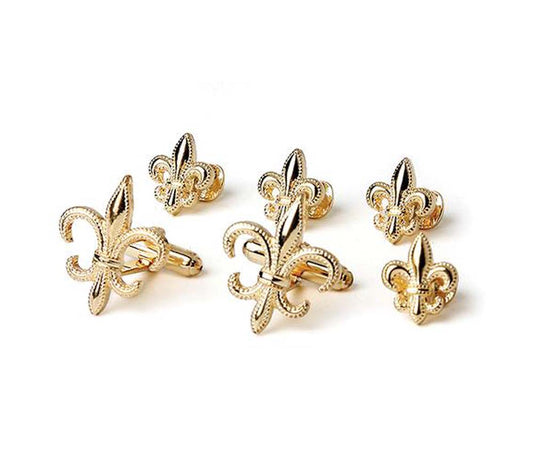 Z Fleur de Lis Tuxedo Cufflinks & Shirt Studs. Made in the USA