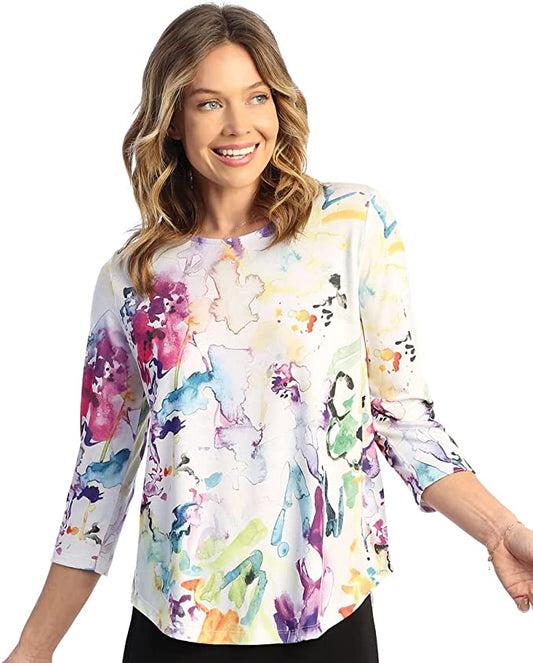 Jess & Jane Soft-Touch Round Hem Top, Color FANCIFUL- Style#24-1372