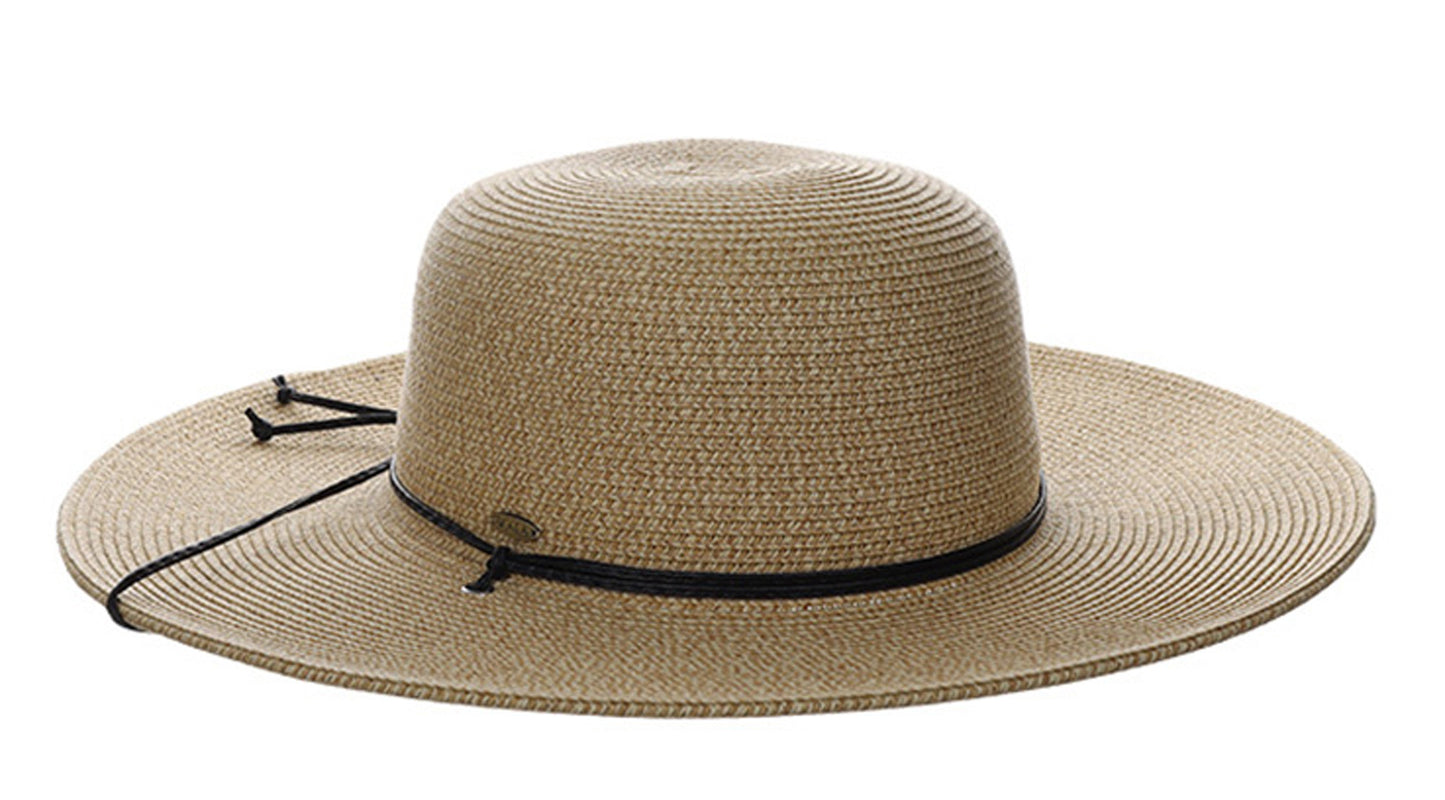 C- Scala Womens "Cleo" Paper Braid Round Crown Sunhat with 4" Brim & Chin Cord, Style# LP46