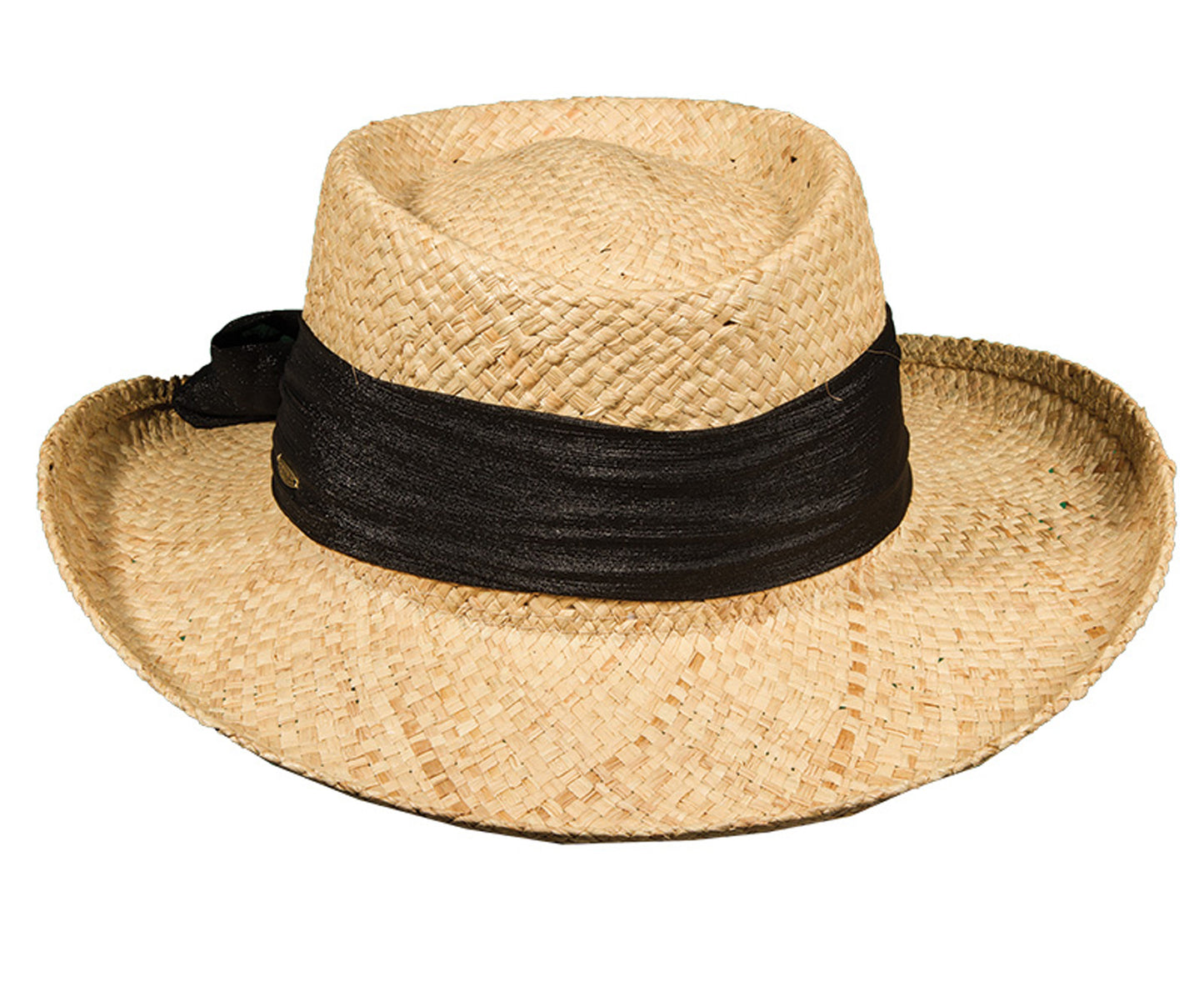 C- Scala Women's "PORQUEROLLES" Handwoven Raffia Gambler Sun Hat, #LR546OS