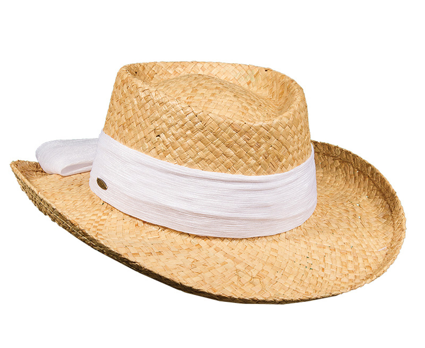 C- Scala Women's "PORQUEROLLES" Handwoven Raffia Gambler Sun Hat, #LR546OS