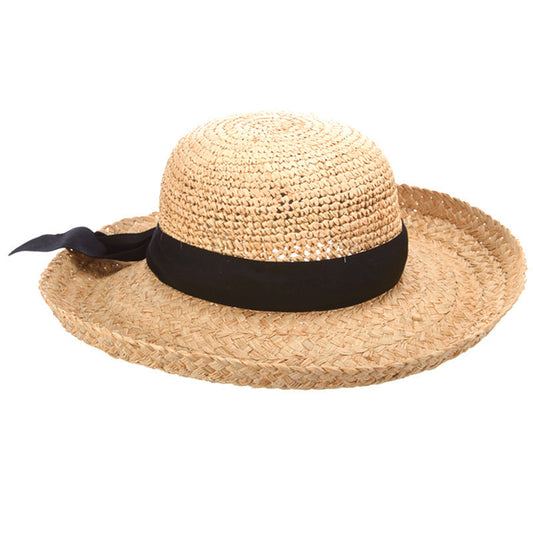 C- Scala Womens "ROCKPORT" Hand Crocheted Raffia Sunhat with 4" Brim, Style# LR651