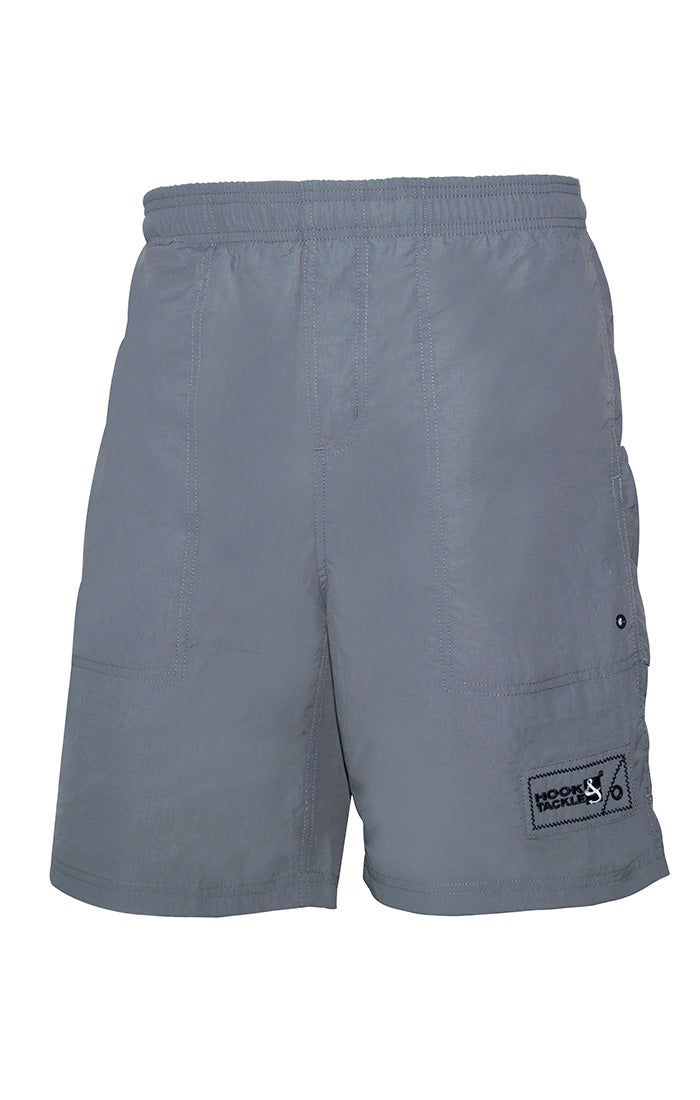Hook & Tackle Men’s Beer Can Island | Fishing Swim Short | Swimming Trunk, Style#M016047 Large / Grey