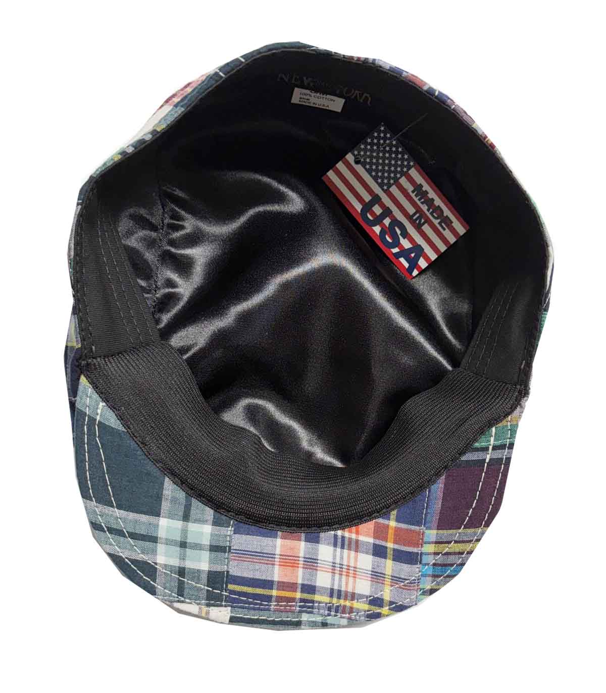 A--New York Hat Co. Madras Patchwork 100% Cotton 1900 Driver Ivy Cap, Unisex, #6001