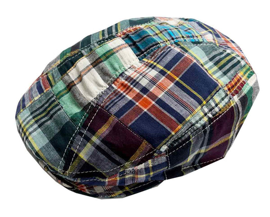 A--New York Hat Co. Madras Patchwork 100% Cotton 1900 Driver Ivy Cap, Unisex, #6001