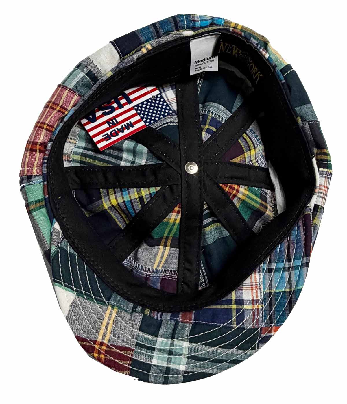 A--New York Hat Co. Madras Patchwork 100% Cotton SPITFIRE Cap, Style#6228