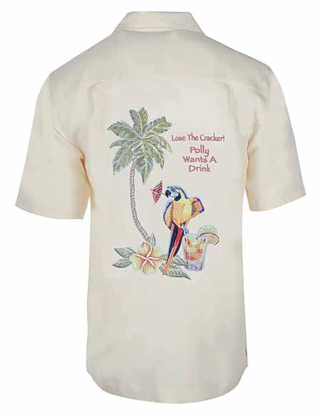 Weekender Mens Polly's Drink Parrot Embroidered Shirt, Style#M031525