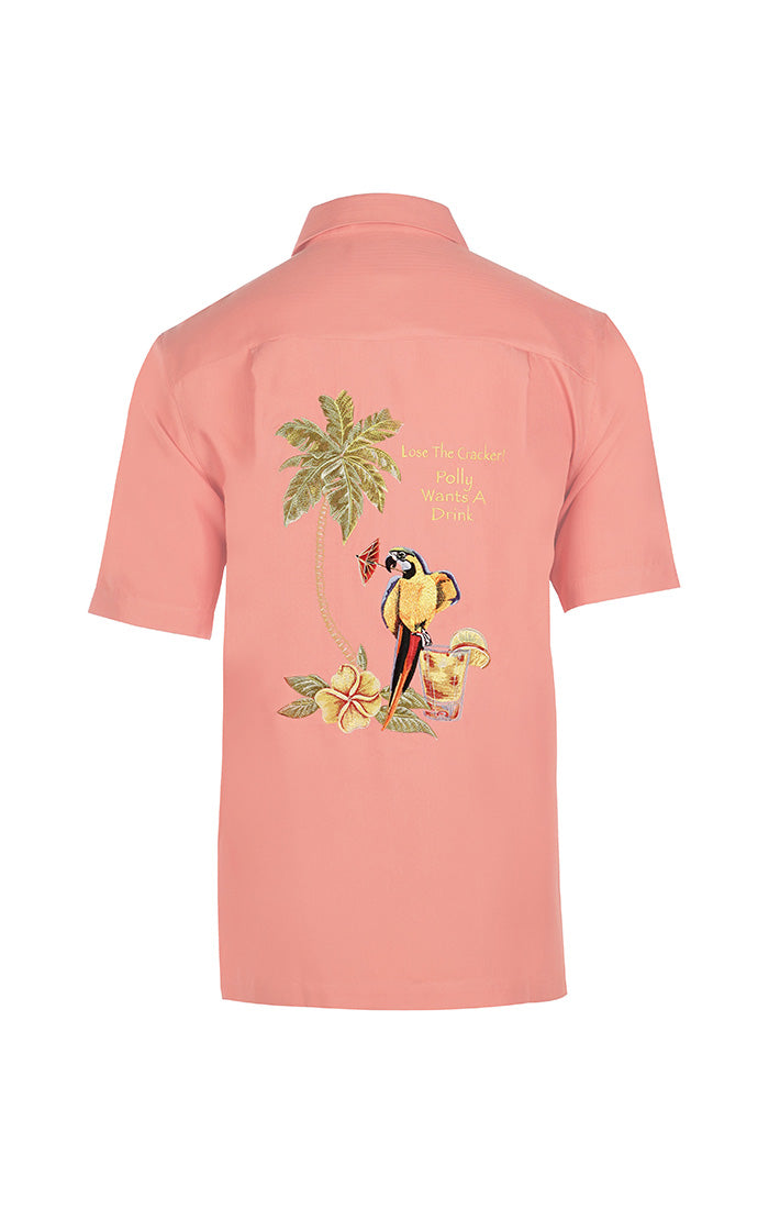 Weekender Mens Polly's Drink Parrot Embroidered Shirt, Style#M031525