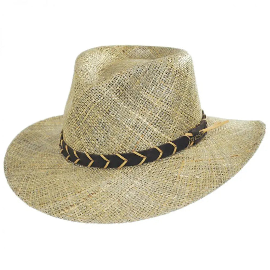 B Stetson Hat Company-" ALDER" Fine Linen Seagrass Straw Outback Hat, Style#2030