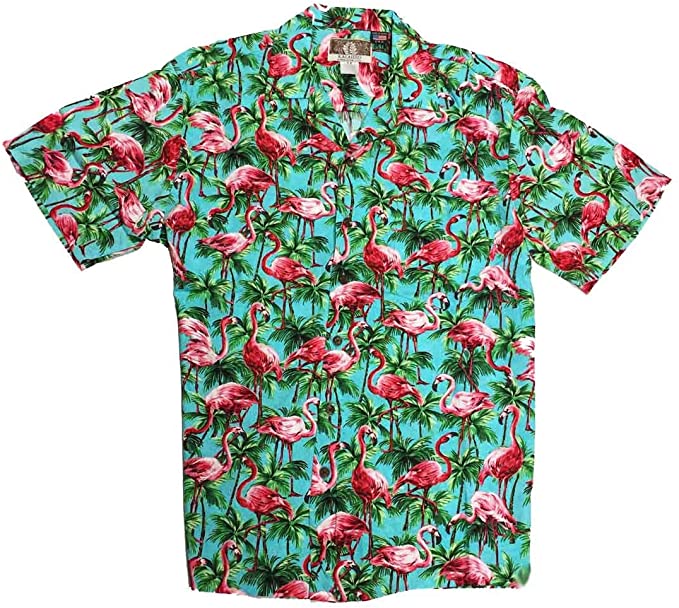 Kalaheo Unisex Flamingo and Palm Tree Aloha Shirt