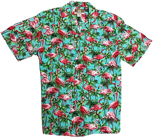 Kalaheo Unisex Flamingo and Palm Tree Aloha Shirt