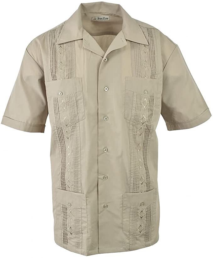 Foxfire poly/cotton embroidered Men's guayabera shirt