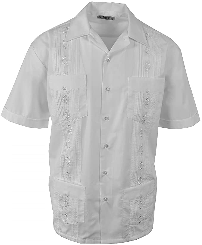 Foxfire poly/cotton embroidered Men's guayabera shirt