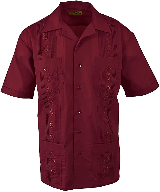 Foxfire poly/cotton embroidered Men's guayabera shirt