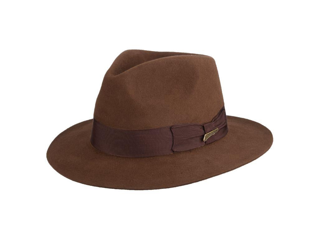 Official Indiana Jones Fur Felt Fedora with Raw Edge 2 1/2" Brim