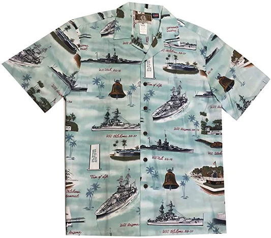 KALAHEO Mens Pearl Harbor Military Aircraft Aloha Shirt, Style#847
