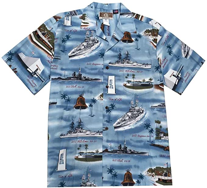 KALAHEO Mens Pearl Harbor Military Aircraft Aloha Shirt, Style#847