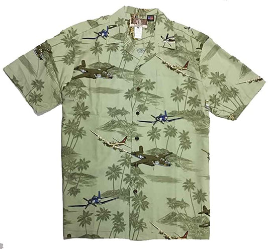 KALAHEO Mens WWII Military Bomber Aloha Shirt, Style#857