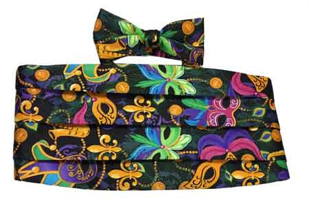 Mardi Gras New Orleans Mens Cummerbund Sets